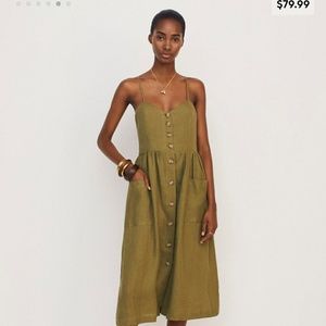 Pockets linen-blend dress